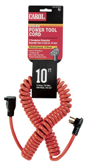 Coiled Power Tool Extension Cord and Power Supply Cords